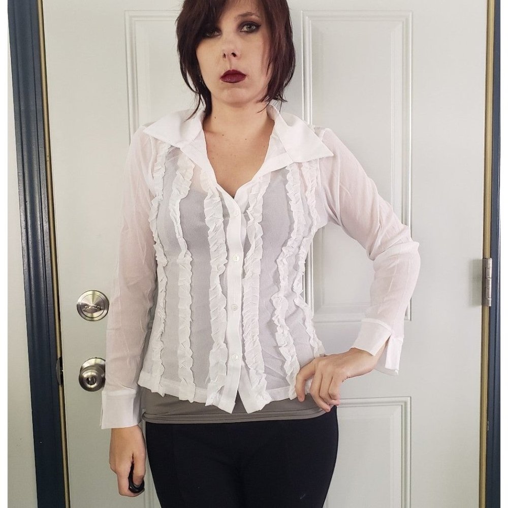 90s/Y2K Sheer White‎ Top